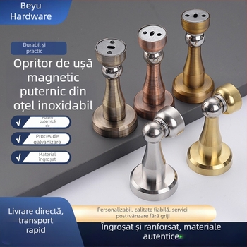 Stopper de ușă din oțel inoxidabil, magnet puternic, montat pe perete, silențios, protecție împotriva loviturilor, pentru casă/dormitor