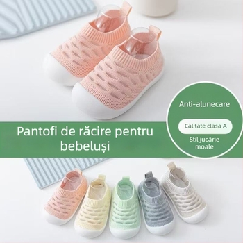 Pantofi de bebeluși respirabili pentru interior, partea superioară din plasă, talpă moale antiderapantă, unisex