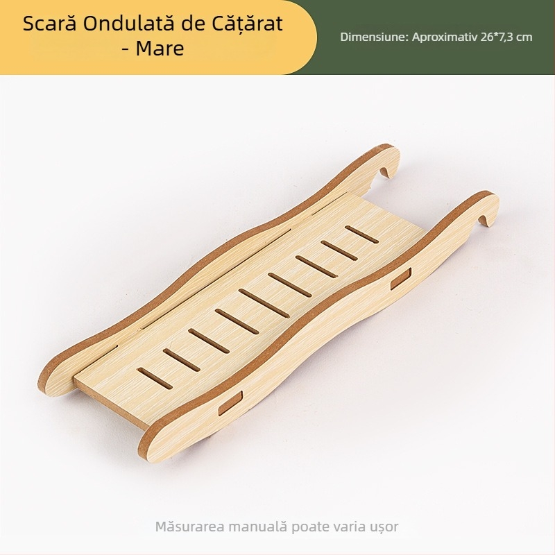 Casă de joacă din lemn cu scară pentru hamsteri și animale mici; decor de peisaj din lemn și set de accesorii pentru hamsteri