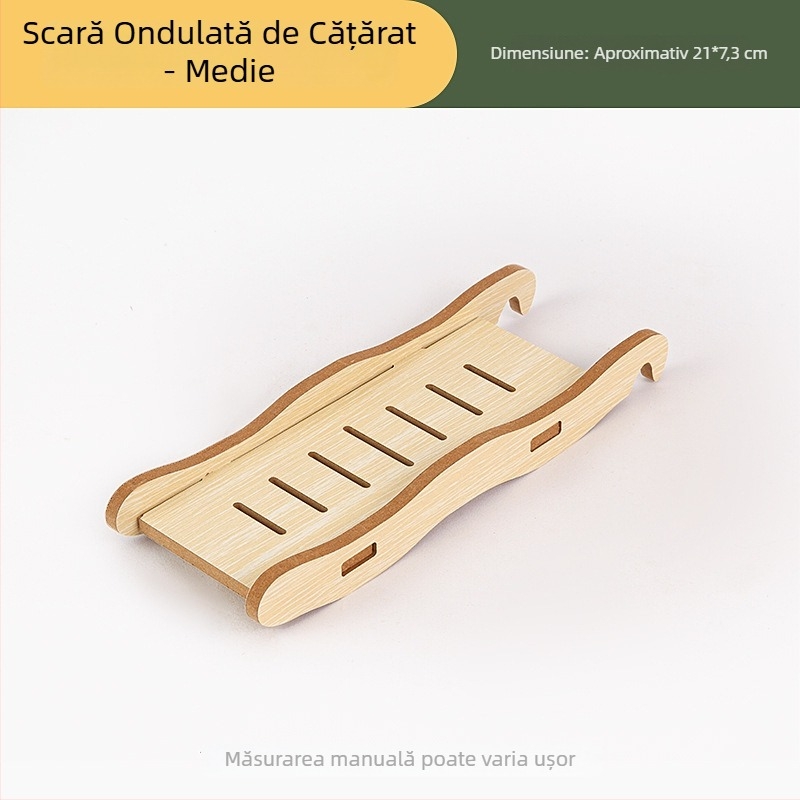 Casă de joacă din lemn cu scară pentru hamsteri și animale mici; decor de peisaj din lemn și set de accesorii pentru hamsteri