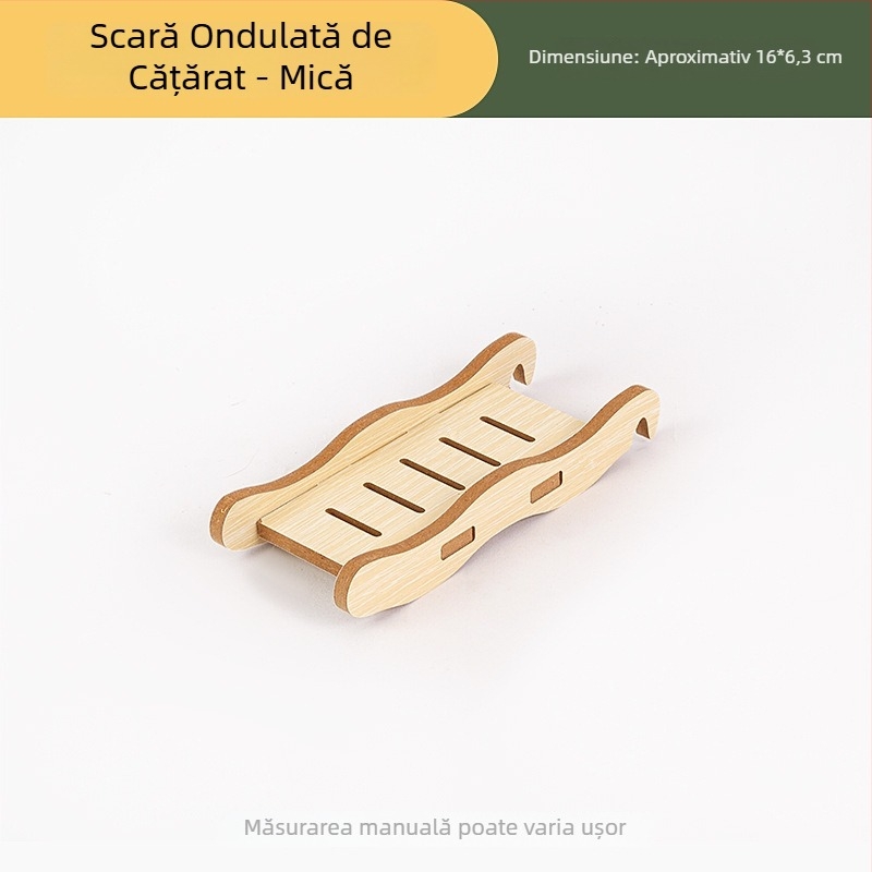 Casă de joacă din lemn cu scară pentru hamsteri și animale mici; decor de peisaj din lemn și set de accesorii pentru hamsteri