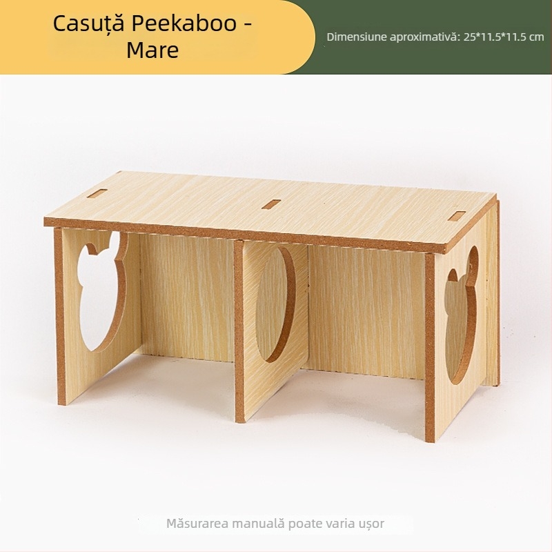 Casă de joacă din lemn cu scară pentru hamsteri și animale mici; decor de peisaj din lemn și set de accesorii pentru hamsteri