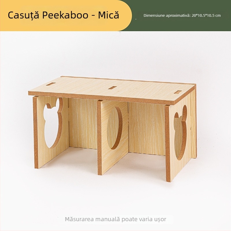 Casă de joacă din lemn cu scară pentru hamsteri și animale mici; decor de peisaj din lemn și set de accesorii pentru hamsteri