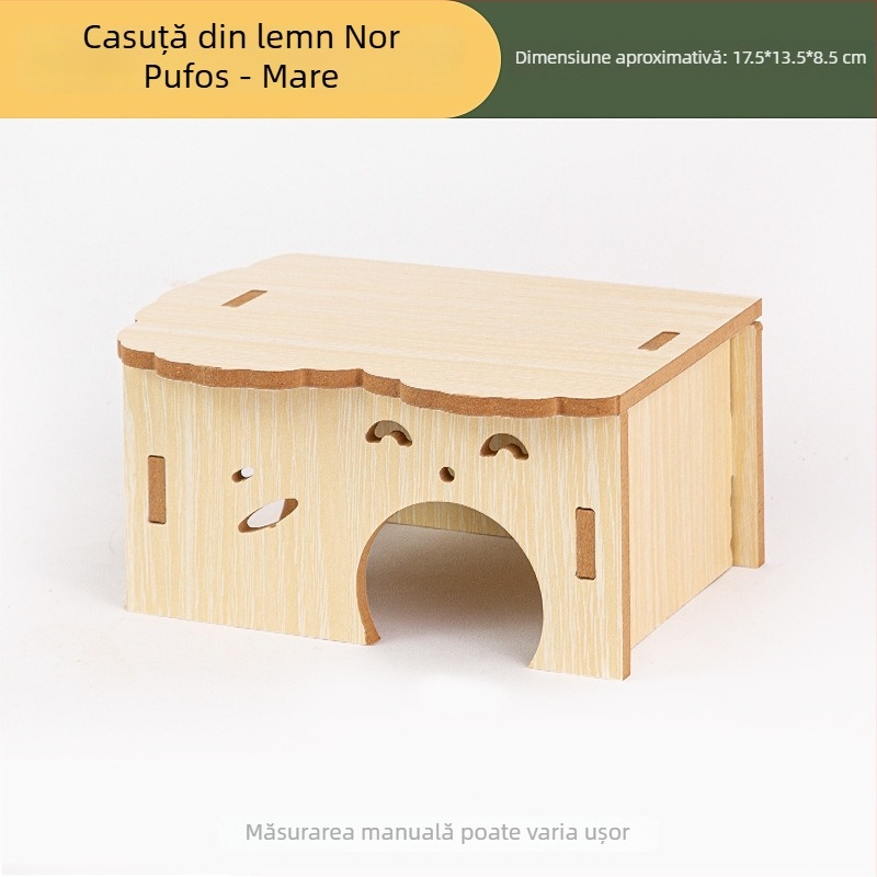 Casă de joacă din lemn cu scară pentru hamsteri și animale mici; decor de peisaj din lemn și set de accesorii pentru hamsteri