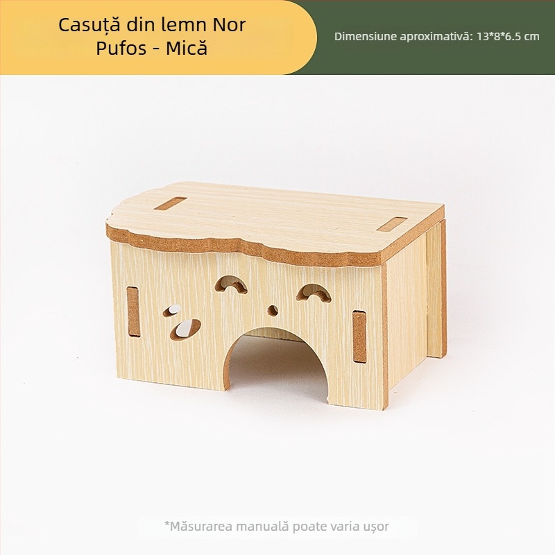 Casă de joacă din lemn cu scară pentru hamsteri și animale mici; decor de peisaj din lemn și set de accesorii pentru hamsteri