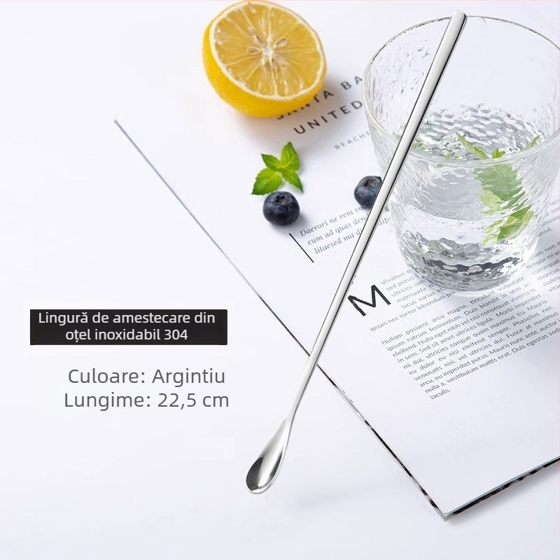 Lingură de cafea din oțel inoxidabil 304, mâner lung, cu rol de amestecare; linguriță mică, stil european, pentru uz casnic, pentru lapte praf pentru sugari