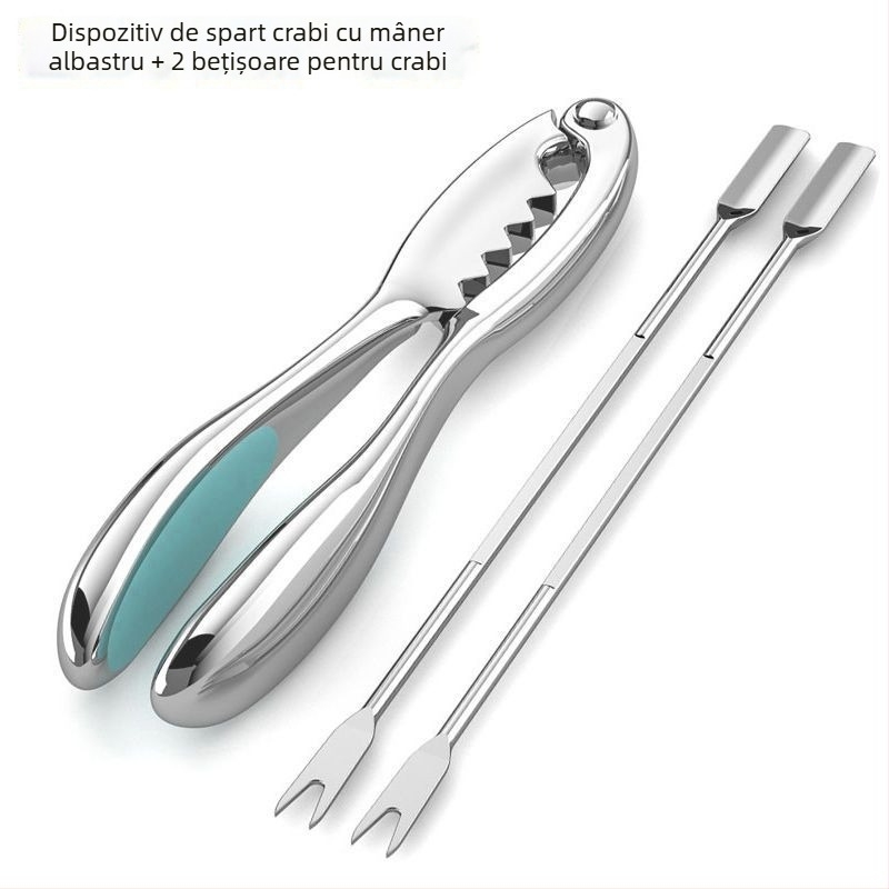 Set de instrumente pentru crab din oțel inoxidabil, set de 8 piese pentru consumul de crab, include ac pentru crab și clești pentru crab