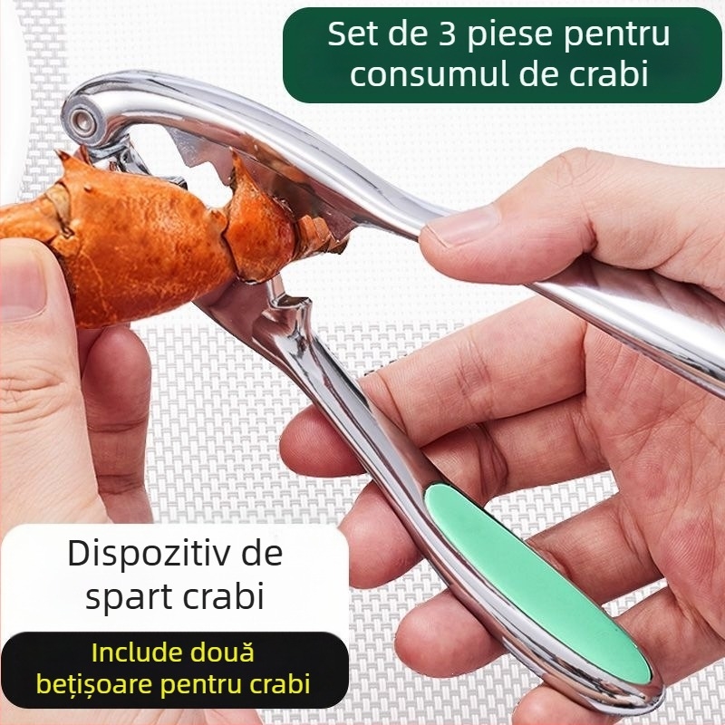 Set de instrumente pentru crab din oțel inoxidabil, set de 8 piese pentru consumul de crab, include ac pentru crab și clești pentru crab