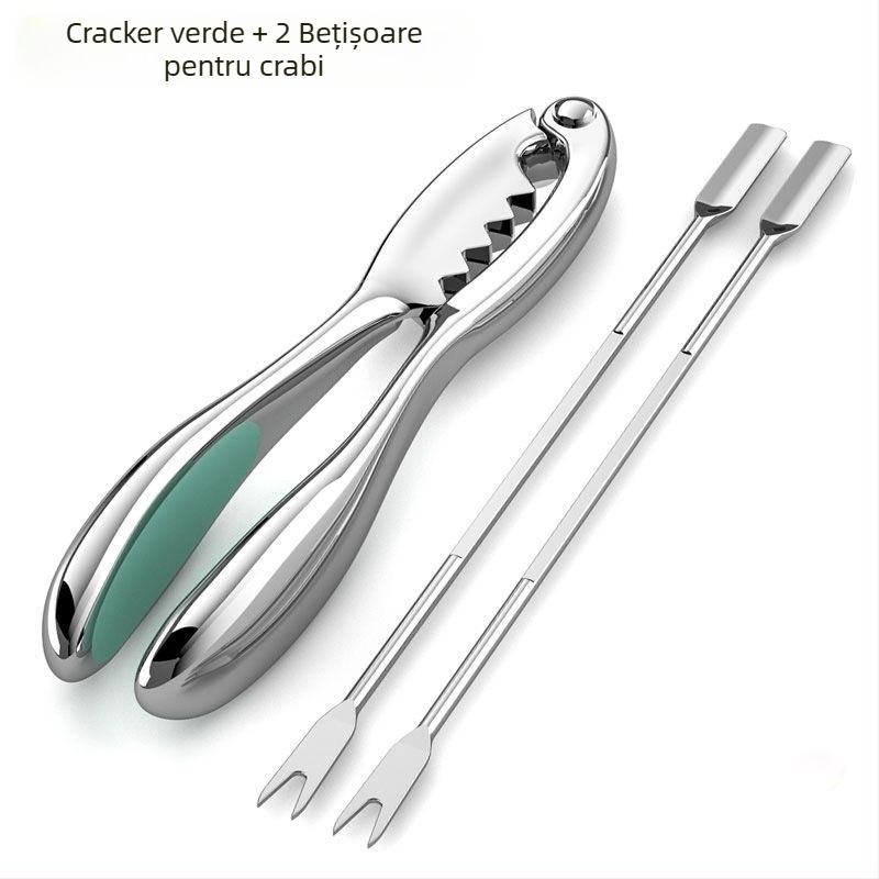Set de instrumente pentru crab din oțel inoxidabil, set de 8 piese pentru consumul de crab, include ac pentru crab și clești pentru crab
