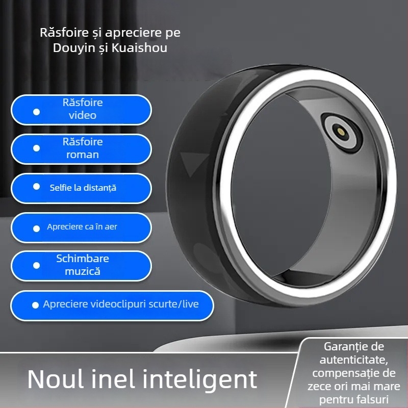 Inel inteligent nou cu Bluetooth pentru selfie, control fără fir al videoclipurilor și schimbarea paginilor pentru cărți electronice