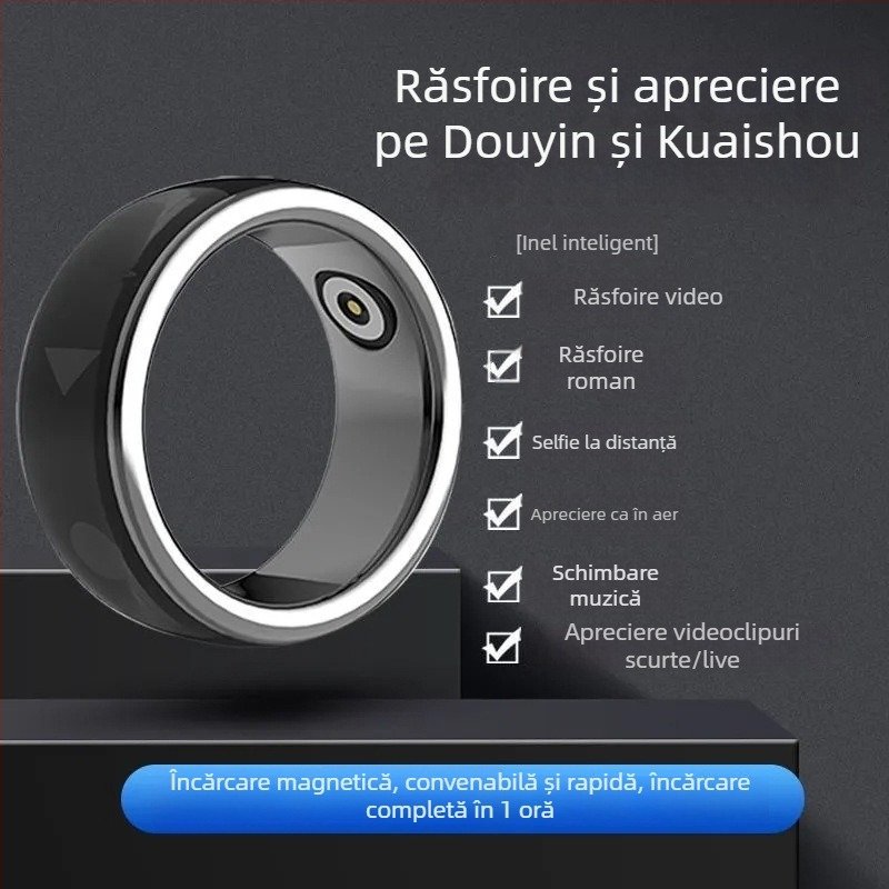 Inel inteligent nou cu Bluetooth pentru selfie, control fără fir al videoclipurilor și schimbarea paginilor pentru cărți electronice