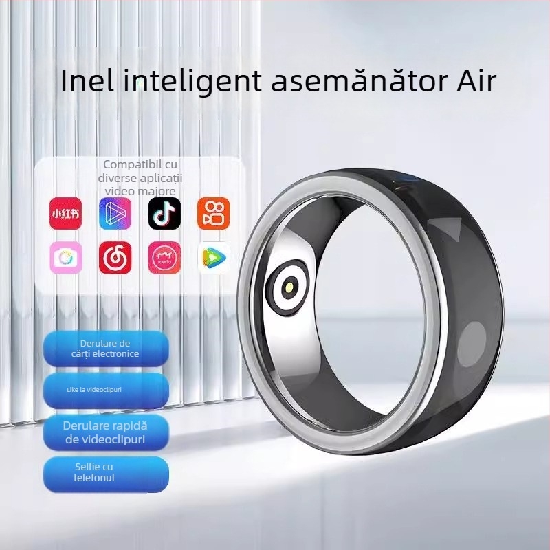 Inel Bluetooth inteligent cu telecomandă pentru videoclipuri scurte, derulare pagini, buton de like pentru cărți electronice, inel pentru selfie, portabil