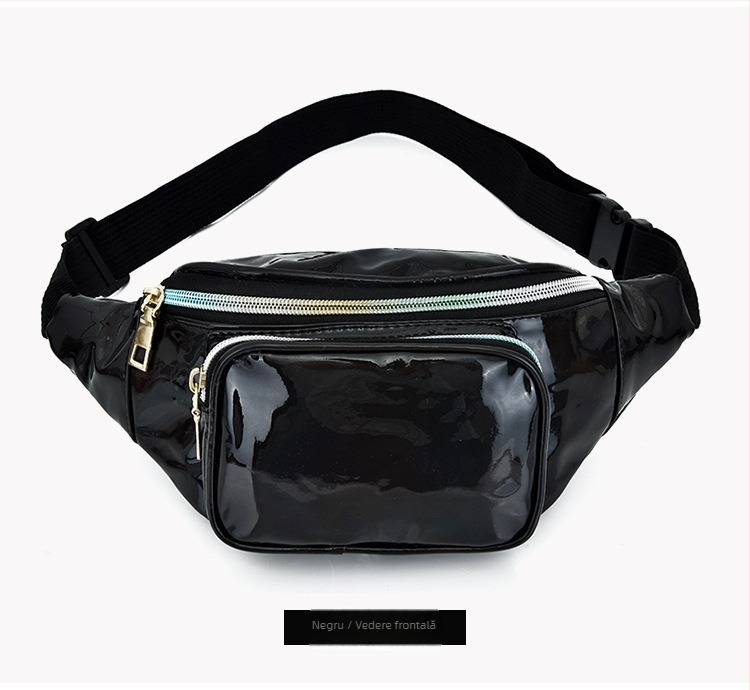 Geantă de talie impermeabilă pentru femei, imprimeu laser colorat; geantă crossbody/pe bust cu detalii laser