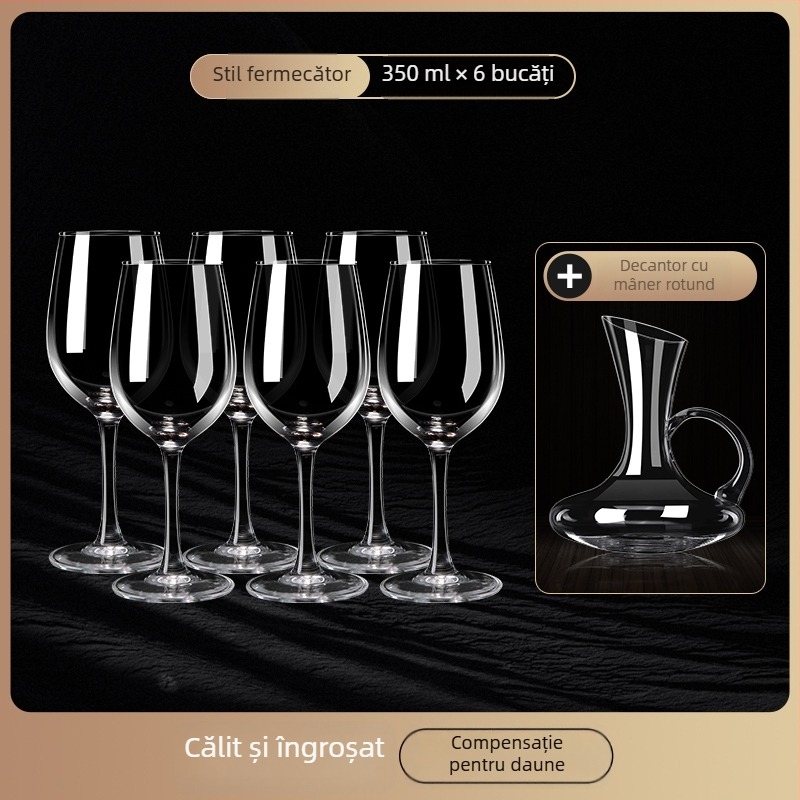 Pahar de vin roșu din cristal, stil european, cu goblet, suport pentru pahare, decantator și set cadou