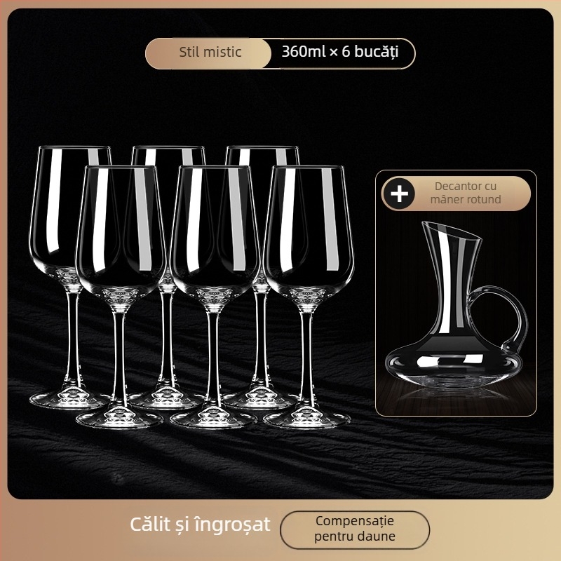 Pahar de vin roșu din cristal, stil european, cu goblet, suport pentru pahare, decantator și set cadou