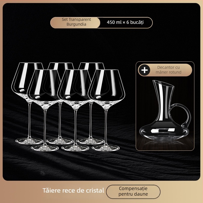 Pahar de vin roșu din cristal, stil european, cu goblet, suport pentru pahare, decantator și set cadou