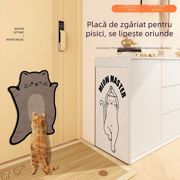 Placă de zgâriat pisici montată pe perete, pentru uși și mobilier, mare, rezistentă la uzură