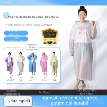 Pelerină de ploaie EVA, de unică folosință pentru adulți, grosime 100–140 g, poncho lung într-un singur corp, portabilă pentru concerte și rafting