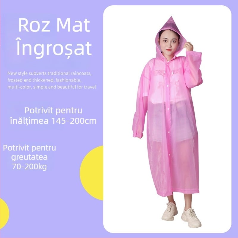 Pelerină de ploaie EVA, de unică folosință pentru adulți, grosime 100–140 g, poncho lung într-un singur corp, portabilă pentru concerte și rafting