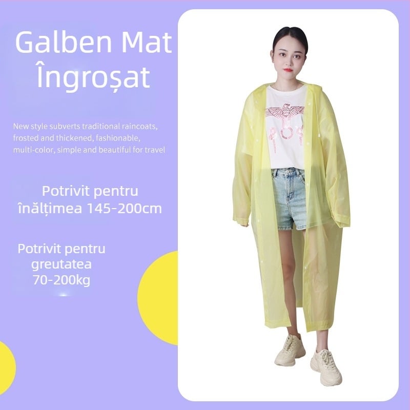 Pelerină de ploaie EVA, de unică folosință pentru adulți, grosime 100–140 g, poncho lung într-un singur corp, portabilă pentru concerte și rafting