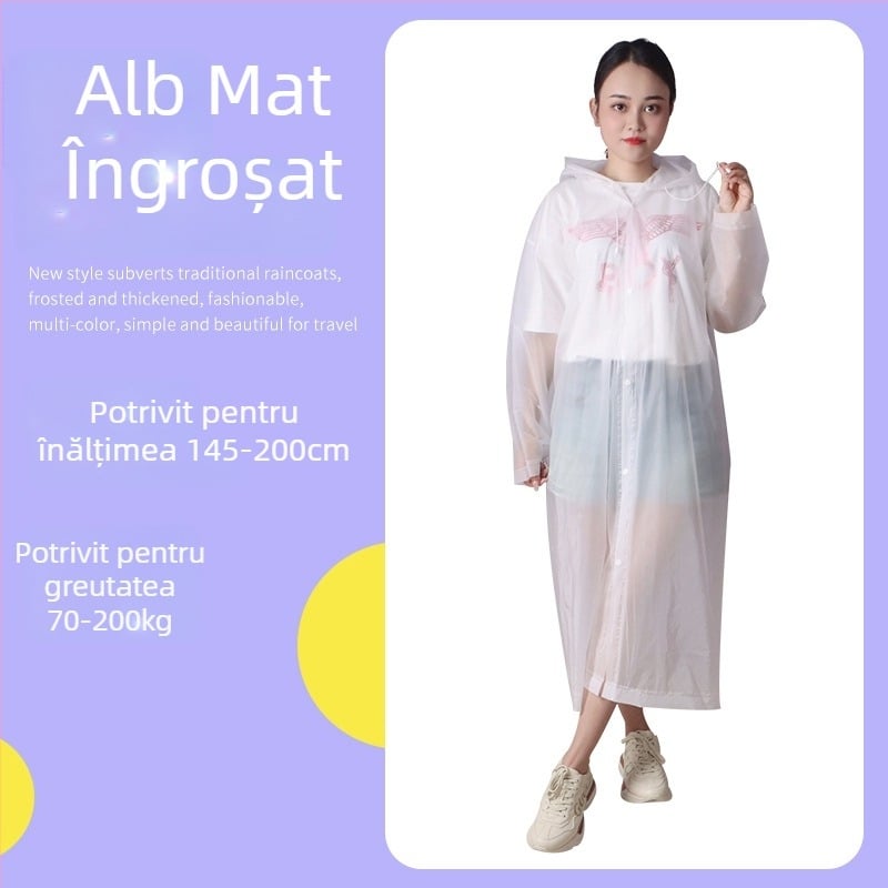 Pelerină de ploaie EVA, de unică folosință pentru adulți, grosime 100–140 g, poncho lung într-un singur corp, portabilă pentru concerte și rafting