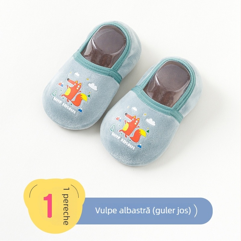 Încălțări de interior pentru bebeluși cu șosete, călduroase din velur, design desen animat, 12–36 luni
