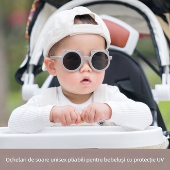 Ochelari de soare pentru copii, pliabili, UV400, ramă rotundă, unisex