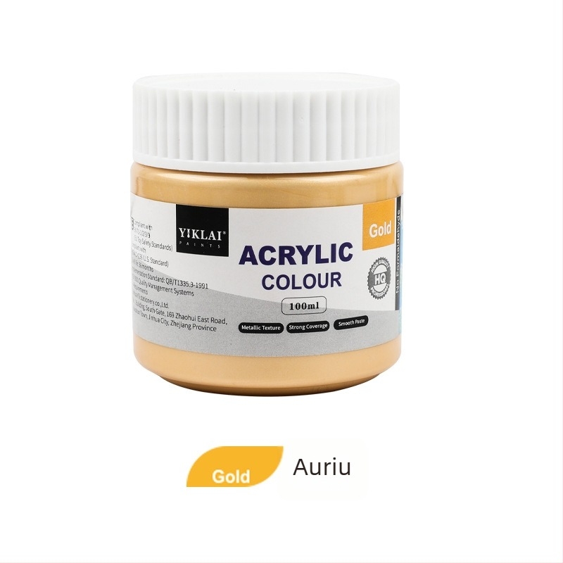 Set de vopsea acrilică metalică perlata, impermeabil, flacoane de 110 ml, culoare aurie, pentru pictură și imprimare
