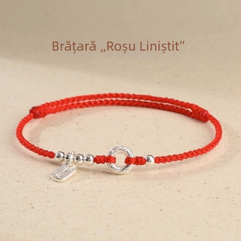 Brățară roșie din șnur pentru anul zodiacal, încuietoare placată cu argint, țesută manual, stil în trend național, cadou brățară