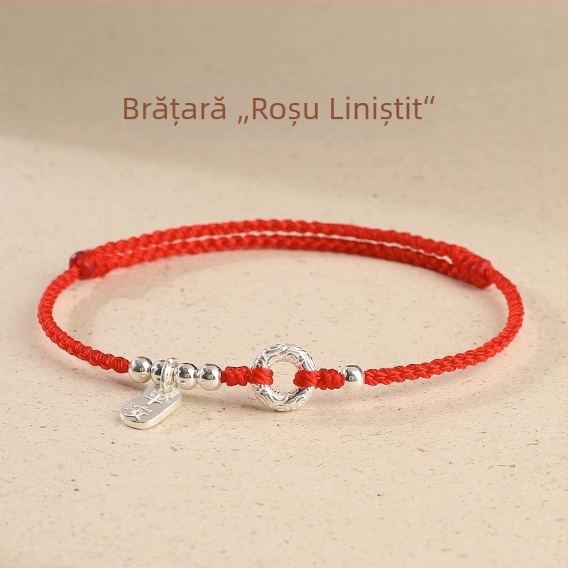 Brățară roșie din șnur pentru anul zodiacal, încuietoare placată cu argint, țesută manual, stil în trend național, cadou brățară