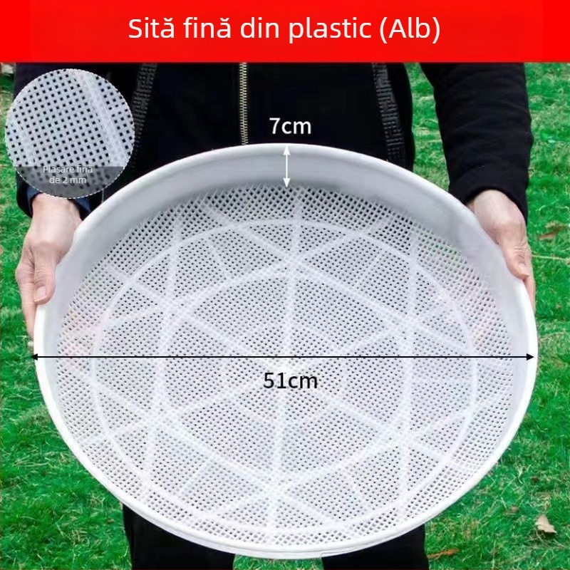 Sivă circulară din plastic, mare, pentru uz casnic – sită fină pentru făină și orez, strecurătoare pentru tăiței, sită multifuncțională pentru uscare