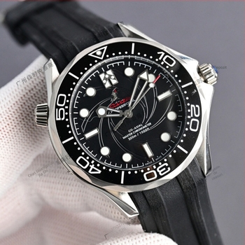 Ceas Seahorse 007 automat, carcasă din oțel inox 316L, bezel ceramic, ace luminoase, rezistență la apă 30m, curea din cauciuc, calendar, diametrul cadranului 40.5 mm