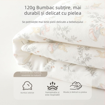 Pătură de înfășurat pentru nou-născuți, 120 g, 100% bumbac, imprimeu cu animale