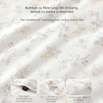 Pătură de înfășurat pentru nou-născuți, 120 g, 100% bumbac, imprimeu cu animale