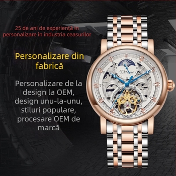 Ceas automat mecanic Black Samurai cu tourbillon, rezistent la apă 30 m, ceas bărbătesc de afaceri