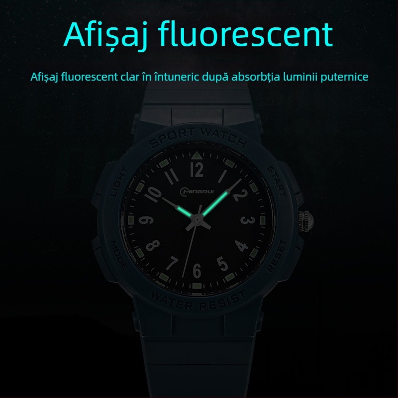 Ceas quartz pentru elevi, rezistent la apă până la 30 m, cadran luminos, multifuncțional, design sportiv