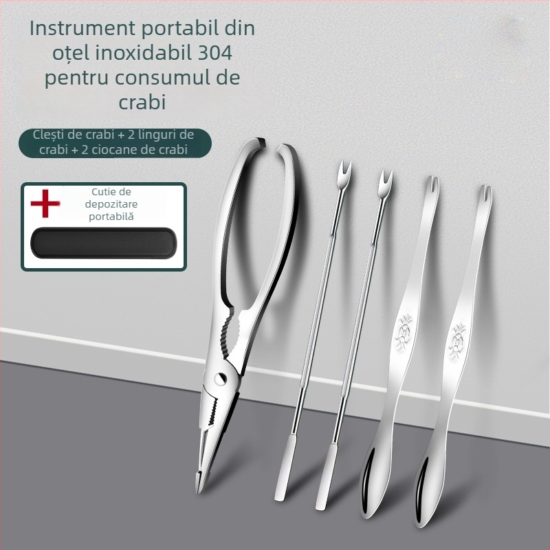 Set de unelte din oțel inoxidabil pentru mâncat crab, pentru uz casnic — gheare și clește pentru crab, unealtă pentru extragerea cărnii