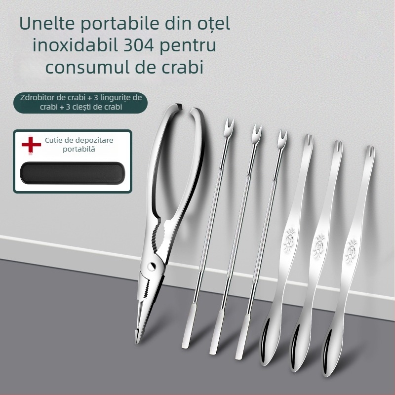 Set de unelte din oțel inoxidabil pentru mâncat crab, pentru uz casnic — gheare și clește pentru crab, unealtă pentru extragerea cărnii