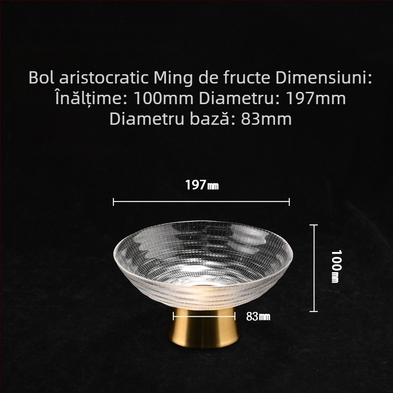 Farfurie de fructe din sticlă, stil nordic nobil, cu suport înalt – prezentare elegantă pentru fructe și gustări