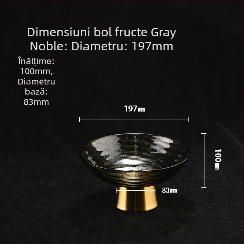 Farfurie de fructe din sticlă, stil nordic nobil, cu suport înalt – prezentare elegantă pentru fructe și gustări