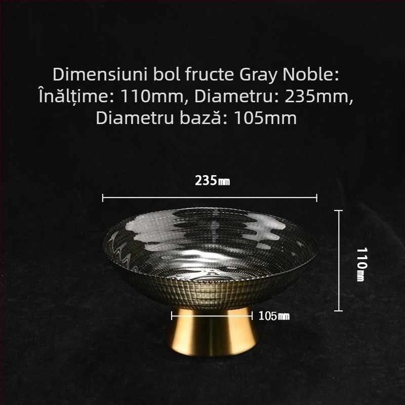 Farfurie de fructe din sticlă, stil nordic nobil, cu suport înalt – prezentare elegantă pentru fructe și gustări