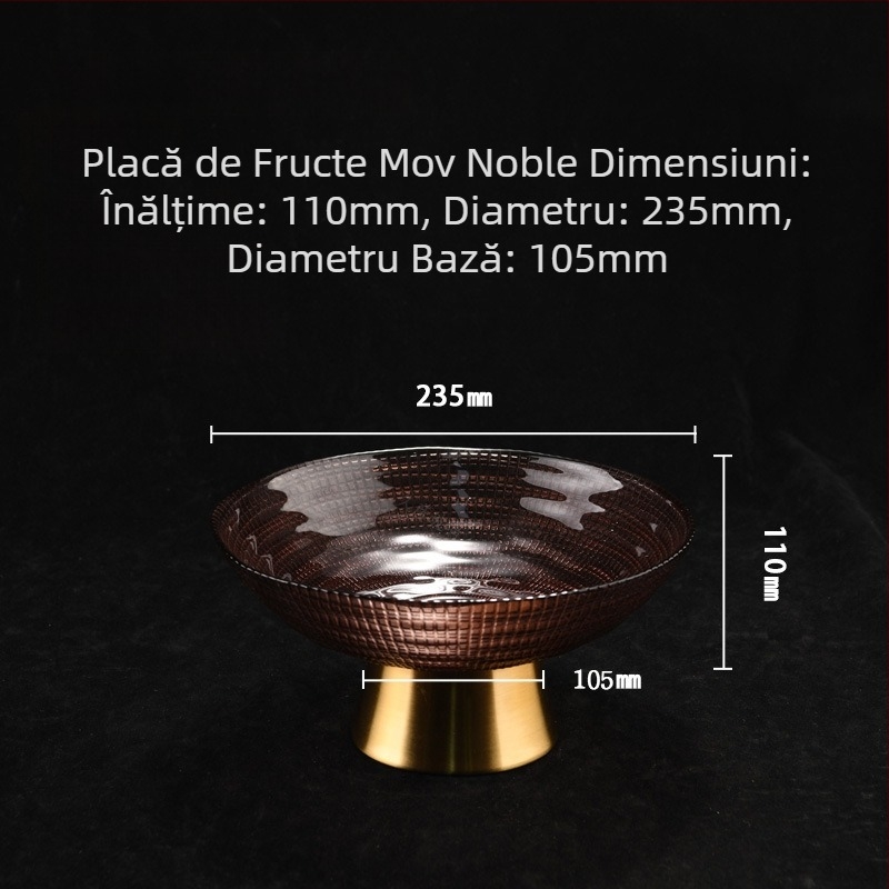 Farfurie de fructe din sticlă, stil nordic nobil, cu suport înalt – prezentare elegantă pentru fructe și gustări