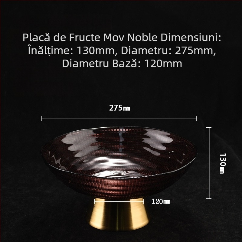 Farfurie de fructe din sticlă, stil nordic nobil, cu suport înalt – prezentare elegantă pentru fructe și gustări