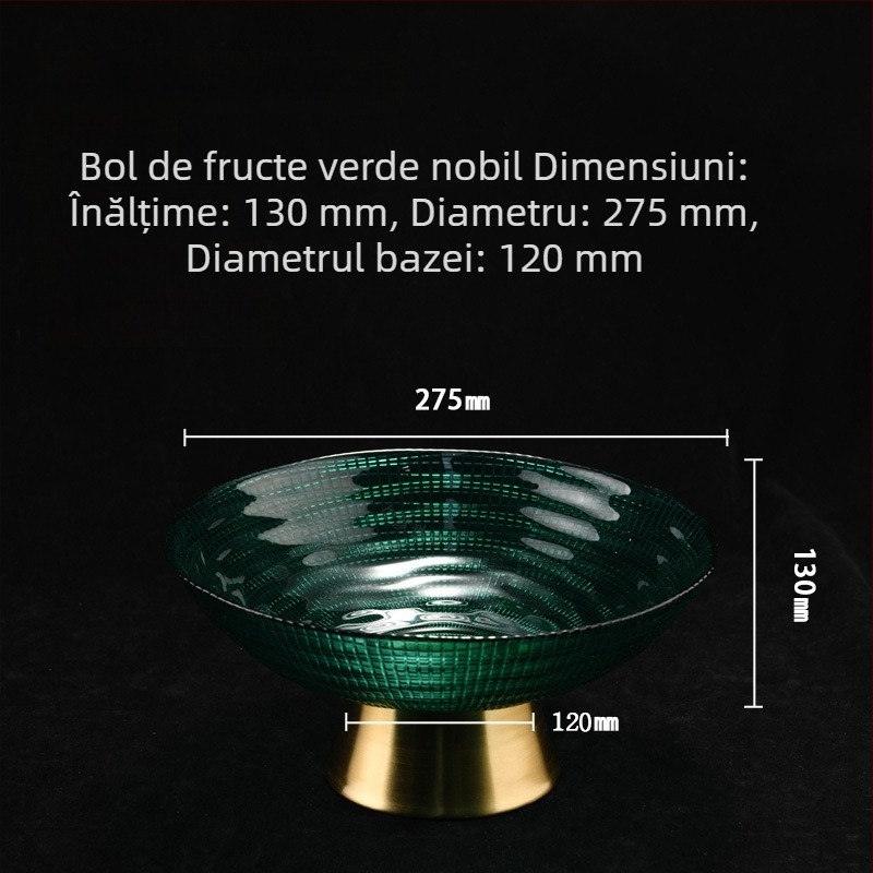 Farfurie de fructe din sticlă, stil nordic nobil, cu suport înalt – prezentare elegantă pentru fructe și gustări