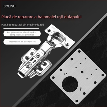 Placă de reparare a balamalelor pentru uși de dulap din oțel inoxidabil