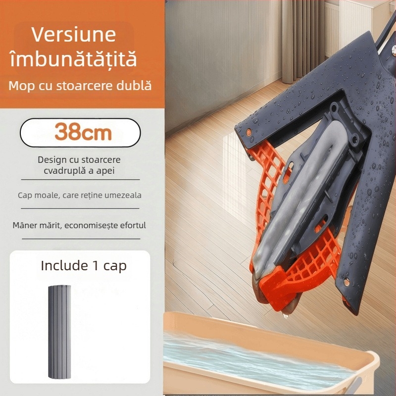 Mop cu burete, fără atingere cu mâna, durabil, pentru uscat și ud, pentru interior în casă și baie