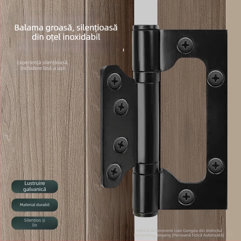 Balama din oțel inoxidabil cu două foi, 4–5 inch, rulmenți solizi, accesorii pentru uși plate cu design frunză de lotus