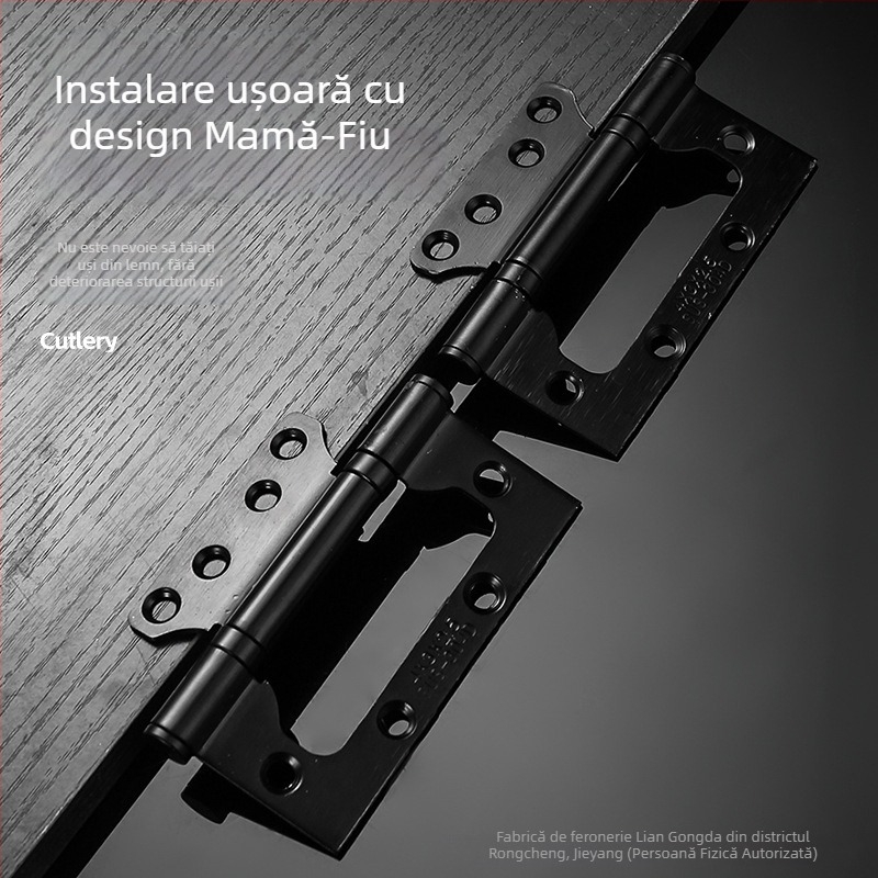 Balama din oțel inoxidabil cu două foi, 4–5 inch, rulmenți solizi, accesorii pentru uși plate cu design frunză de lotus