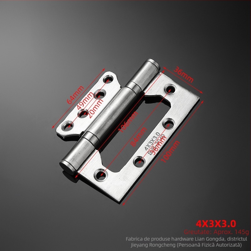 Balama din oțel inoxidabil cu două foi, 4–5 inch, rulmenți solizi, accesorii pentru uși plate cu design frunză de lotus