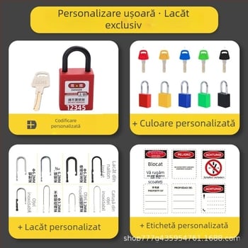 Încuietoare LOTO de siguranță industrială cu etichetă, lacăt din nylon pentru inginerie, lacăt izolant din plastic, lacăt pentru electrician